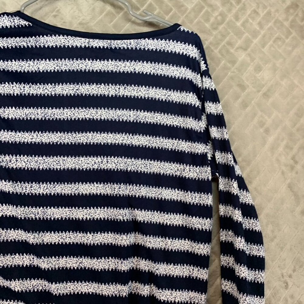 Uniti Shirt Womens Small Navy Blue Striped Zig Zag 3/4 Sleeve - Picture 12 of 14